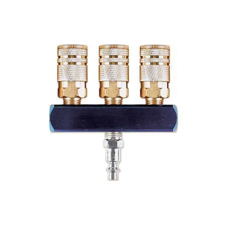 Primefit 3-Way Bar Manifold w/ 3 Couplers, Plug M1402-5